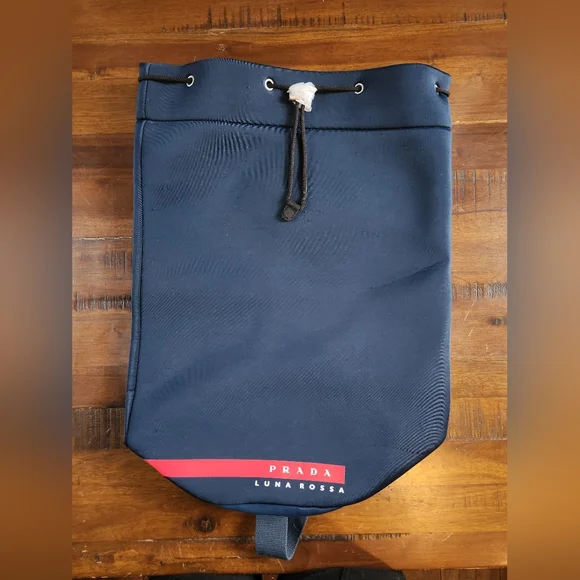 Prada Luna Rossa Navy Blue Bag Prada Luna Rossa Faux Leather Navy SAILING BAG Drawstring  main image 4